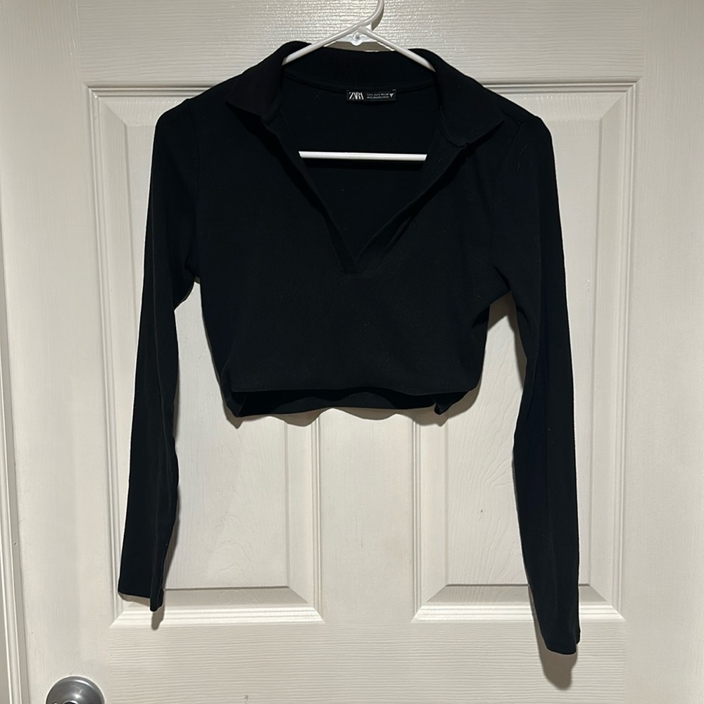 zara collared crop top